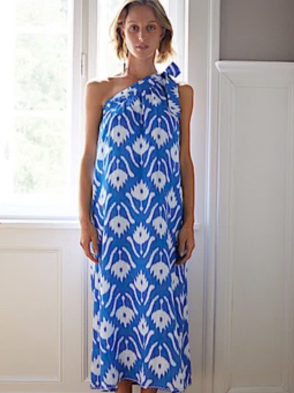 Nimo with Love Water Lily One-Shoulder Linen Dress – Women’s Size Large